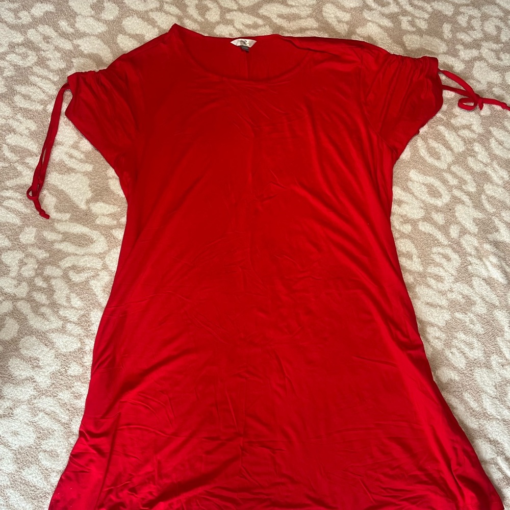 Vibrant Red Short Sleeve Dress